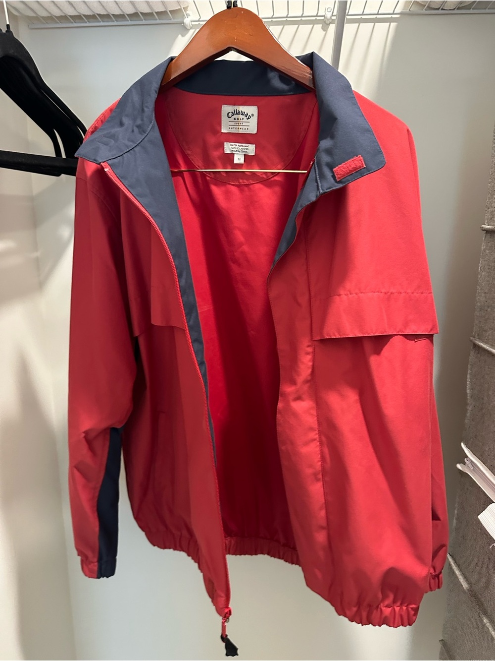 Callaway Red Windbreaker with Navy Trim - Men